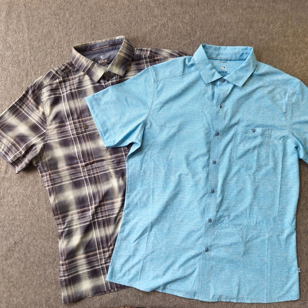 Kuhl Large Shirts Pair: Response & Persuadr Lightweight UPF Hiking Outdoors Fish